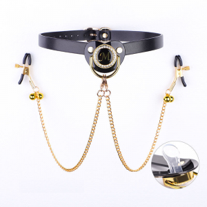 Bondage Boutique Heart Collar with Nipple Clamps and Chain
