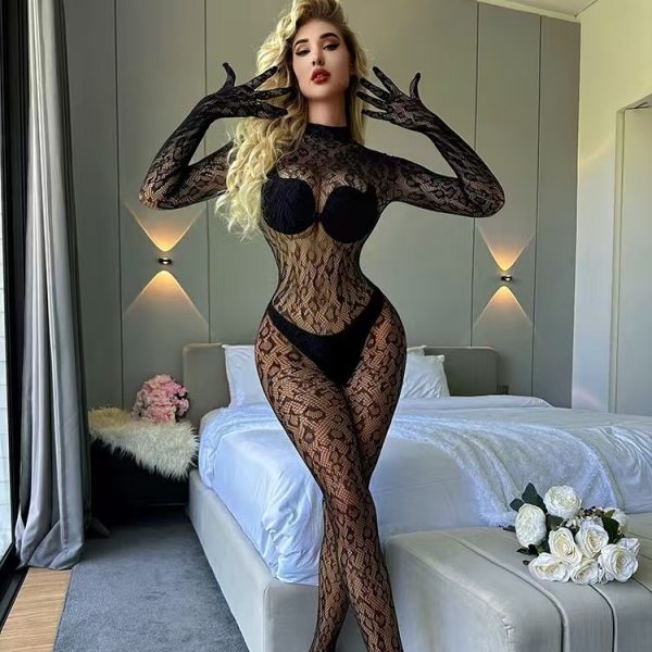 Sexy Black Lace Bodysuit - Image 2